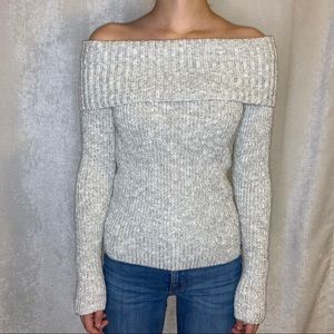 Hollister Gray Off the Shoulder Sweater XS